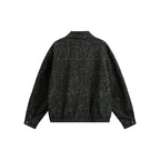 Men's Loose Boxy Jacket with Leopard Print, Full Zip and Elastic Hem Fashion Glam