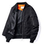 Men's Nylon Bomber Jacket in Aviator Style with Zipper Arm Pocket and Contrasting Lining Fashion Glam