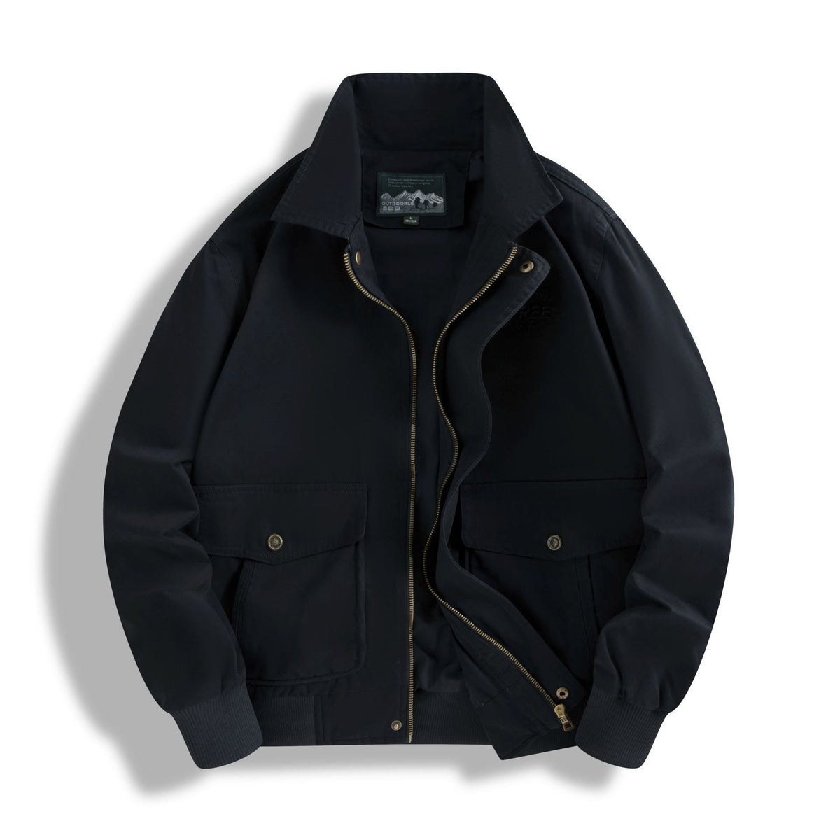Men's Classic Field Bomber Jacket with Two-Way Zipper and Flap Pockets Fashion Glam