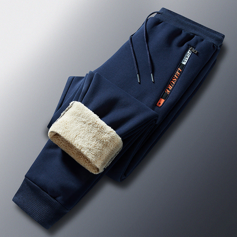 Men's Winter Fleece Jogging Pants with Teddy Lining, Elastic Waistband and Zipper Pockets Fashion Glam