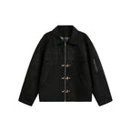 Men's short jacket in boxy format made of suede look with toggle closures and zipper Fashion Glam