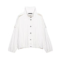 Women Oversize Blouson Jacket with Stand-Up Collar and Snap Front Fashion Glam