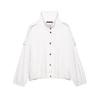 Women Oversize Blouson Jacket with Stand-Up Collar and Snap Front Fashion Glam