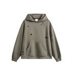Unisex Oversize Hoodie with Distressed Details, Kangaroo Pocket and Ribbed Cuffs Fashion Glam