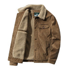 Men's cord jacket with sherpa lining, shirt collar and pocket detail Fashion Glam