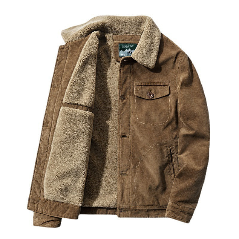 Men's cord jacket with sherpa lining, shirt collar and pocket detail Fashion Glam