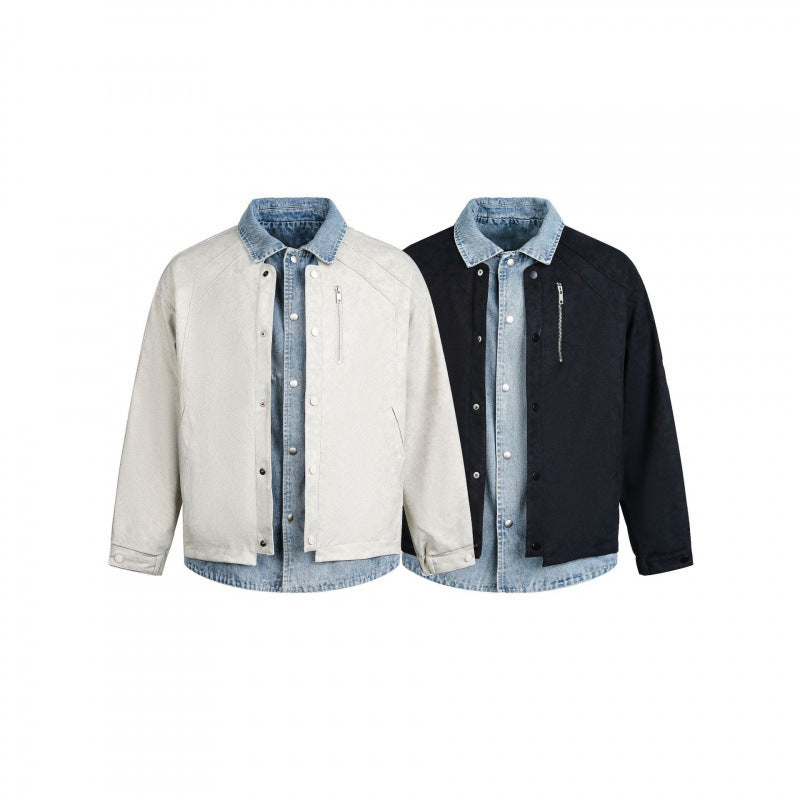 Men's layering jacket with suede look and integrated denim lining Fashion Glam