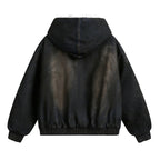 Men's Padded Bomber Jacket with Teddy Lining, Hood and Used Finish Fashion Glam