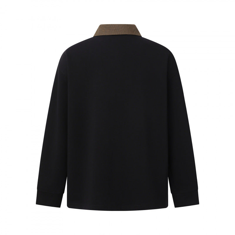 Men's Oversized Polo Shirt in Sweatshirt Style with Contrasting Collar Fashion Glam