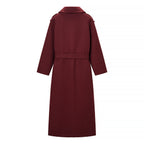 Women's Long Oversized Wool Blend Trench Coat with Wide Lapels and Adjustable Sleeve Straps Fashion Glam