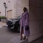 Women Elegant Maxi Wool Coat with Waist Belt, Wide Lapel and Roll-Up Cuffs Fashion Glam