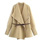 Women’s Wrap Coat with Oversized Shawl Collar and Waist Belt Fashion Glam