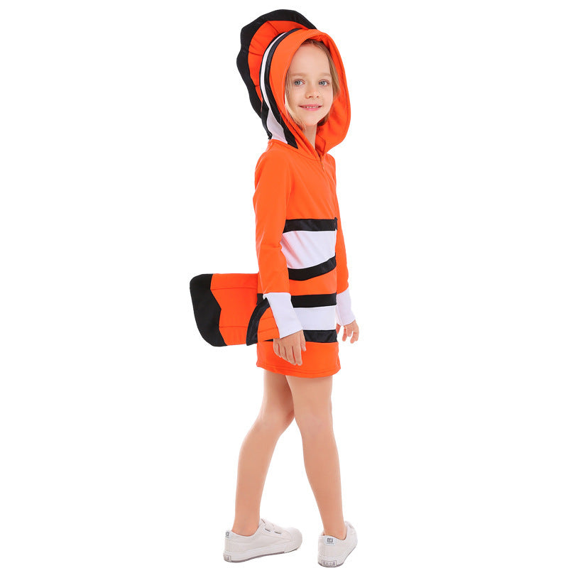 Ladies' animal costume in clownfish design with hood and colorful accents Fashion Glam