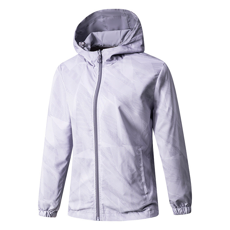 Women Lightweight Technical Hooded Jacket Water-Repellent with Full Zip and Elastic Cuffs Fashion Glam