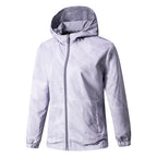 Women Lightweight Technical Hooded Jacket Water-Repellent with Full Zip and Elastic Cuffs Fashion Glam