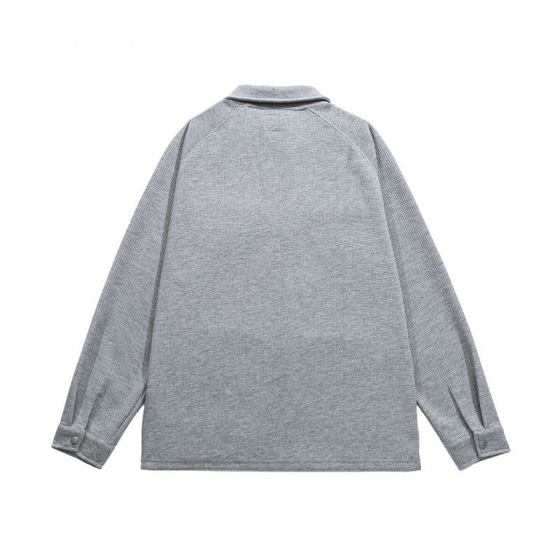 Men's Waffle Knit Half-Zip Pullover with Polo Collar Fashion Glam