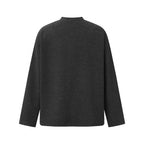 Unisex Oversize fine knit sweater with Henley button placket and stand-up collar Fashion Glam