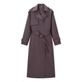 Women Longer classic trench coat with button placket, tie belt and epaulettes Fashion Glam