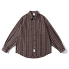Men's oversized shirt in boxy cut with textured stripe pattern and rounded hem Fashion Glam