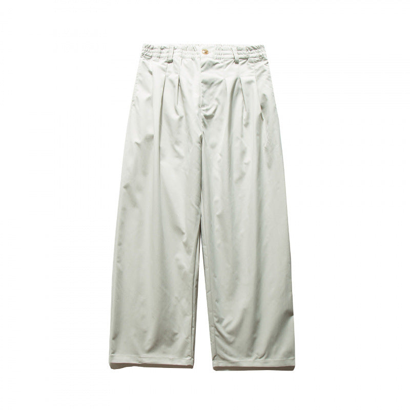 Unisex Wide Pleated Trousers with Elastic Waistband and Creases Fashion Glam