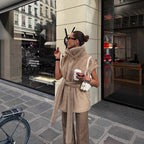 Women's Sleeveless Faux Fur Vest with Stand Collar and Waist Belt Fashion Glam