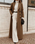 Women Elegant Wool Coat with Double Button Placket and Deep Pockets Fashion Glam