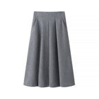 Women's Two-Piece Tailored Wool Suit with Textured Shoulder Blazer and Pleated Midi Skirt Fashion Glam