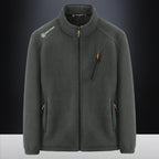 Men's Warm Microfleece Outdoor Jacket with Chest Zipper, Side Pockets and Stand-Up Collar Fashion Glam