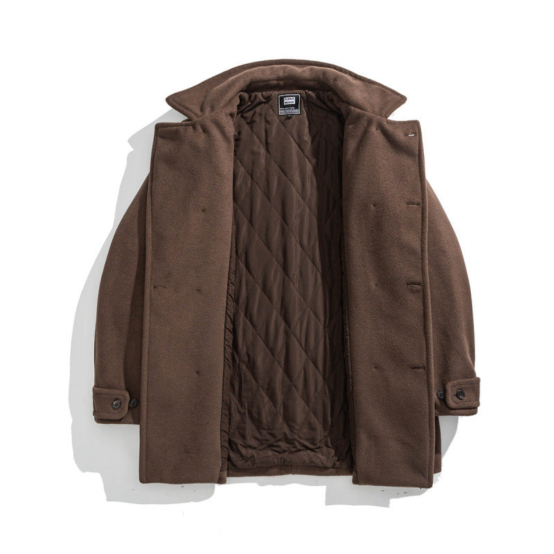 Men's wool coat with quilted thermo inner side and lapel collar Fashion Glam