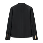 Women Military-Inspired Short Jacket with Stand-Up Collar and Golden Decorative Braid Fashion Glam