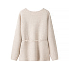 Women Oversize Wrap Cardigan with Balloon Sleeves and Waist Tie Fashion Glam