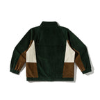 Unisex Boxy Cord Fleece Zip Jacket with Color Block Inserts and Stand Collar Fashion Glam