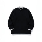 Unisex Relaxed-Fit Fine Knit Sweater with Contrast Cuffs and Extended Ribbed Hem Fashion Glam