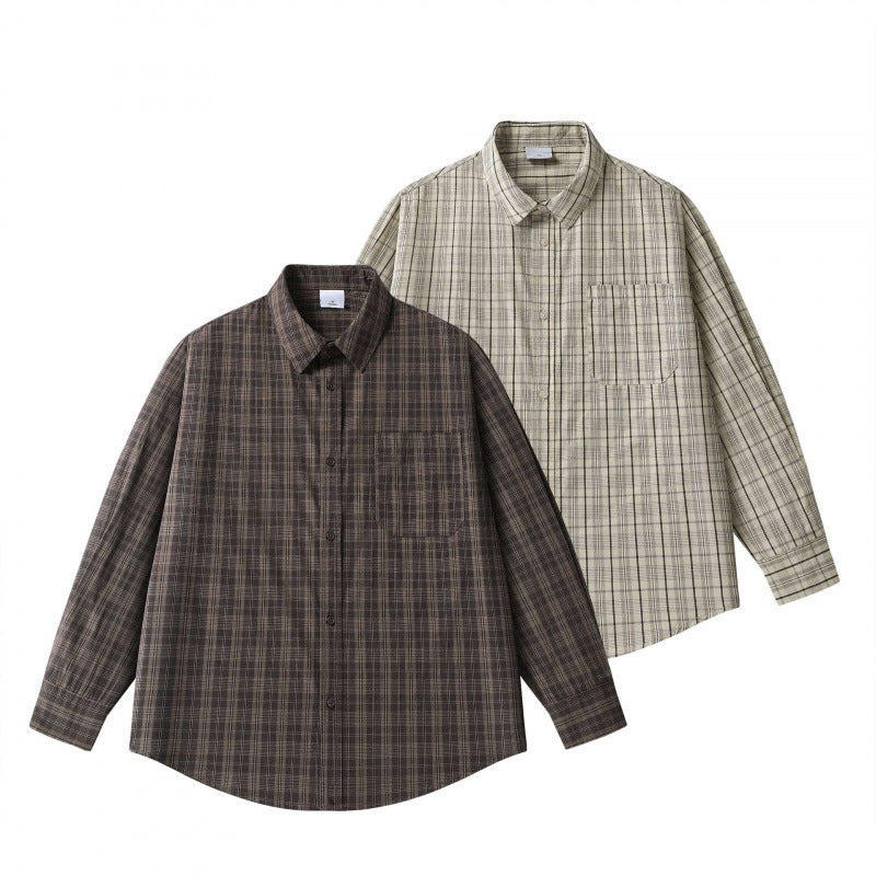 Unisex Lockered Boxy Check Overshirt made of lightweight cotton blend with back yoke and gathered detail Fashion Glam