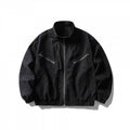 Unisex Boxy Zip Blouson Jacket made of Canvas with Stand-Up Collar, Asymmetrical Zipper Pockets and Elastic Hem Fashion Glam
