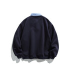 Men's Oversized Sweatshirt with Inserted Shirt Collar and V-Neck Fashion Glam