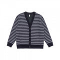 Unisex Striped Boxy Cardigan with V-Neck, Button Placket, and Ribbed Cuffs Fashion Glam