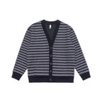 Unisex Striped Boxy Cardigan with V-Neck, Button Placket, and Ribbed Cuffs Fashion Glam