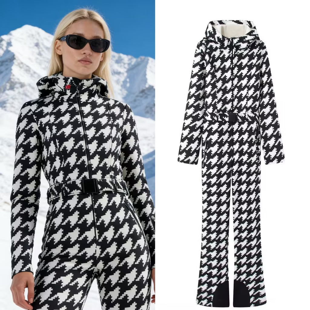 Ladies Hooded Overall with Belt, Zipper and Flared Leg Fashion Glam