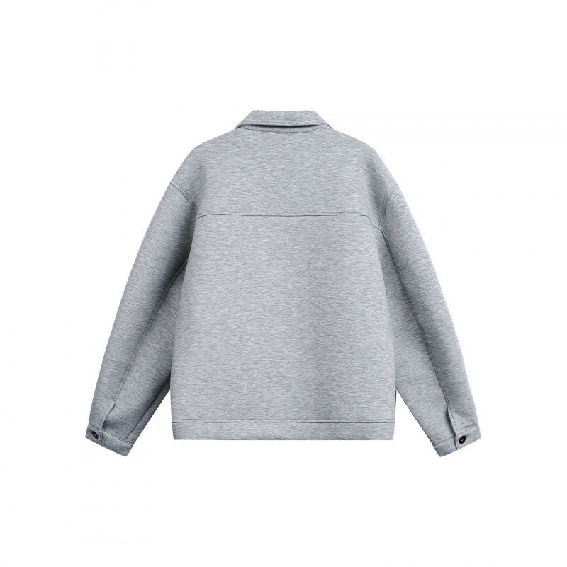Unisex Boxy-Zip-Sweat jacket with shirt collar, concealed seams, and slit pockets Fashion Glam