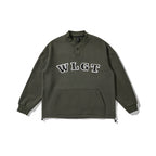Unisex Oversize Sweatshirt with Henley button placket, kangaroo pocket and drawstring hem Fashion Glam