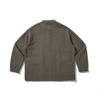 Unisex Oversize Waffle Knit Henley Sweatshirt with Stand-Up Collar, Snap Placket and Utility Pockets Fashion Glam