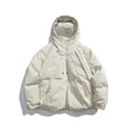 Unisex Boxy-padded hoodie with high stand-up collar and drawstring hem Fashion Glam