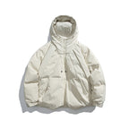 Unisex Boxy-padded hoodie with high stand-up collar and drawstring hem Fashion Glam