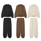 Women's Lightweight Blouson Jacket with Gathered Stand Collar, Balloon Sleeves, and Drawstring Fashion Glam