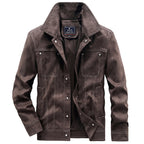 Men's suede trucker jacket with snap buttons and contrast stitching Fashion Glam