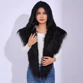 Women’s hooded scarf vest made of long-haired artificial fur Fashion Glam