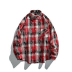 Unisex Oversized Checked Flannel Shirt with Destroyed Details and Chest Pocket Fashion Glam