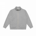 Unisex Boxy-Fleece-Zip Jacket with Stand-Up Collar and Inseam Pockets Fashion Glam