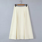 Women's midi skirt with tailored A-line and piped box pleats Fashion Glam
